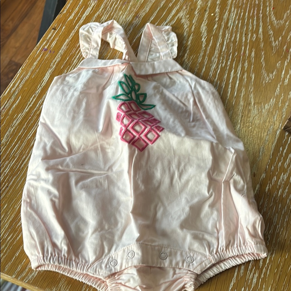 Janie & Jack Pink Baby Romper with Pineapple Design